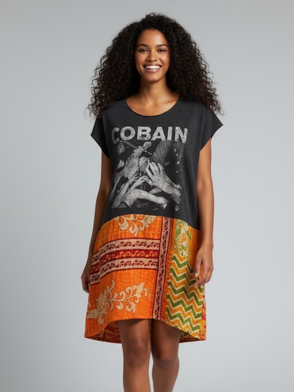 KURT COBAIN Artisan Made Upcycle BAND T PONCHO SIZE INCLUSIVE Granny D Original